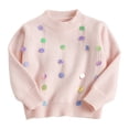 thumbnail image 1 of ROHUUQUE Little Girl Knit Sequined Sweater Toddler Girls Long Sleeve Crew Neck Pullover for Festival Part 02-Pink, 1 of 9
