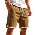 thumbnail image 1 of ROHUUQUE Men Shorts Drawstring Elastic Waist Straight Leg Loose Solid Summer Bottoms with Pockets Khaki, 1 of 9