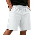 thumbnail image 1 of ROHUUQUE Men Waffle Shorts Drawstring Elastic Waist Straight Leg Solid Summer Bottoms with Pockets White, 1 of 8