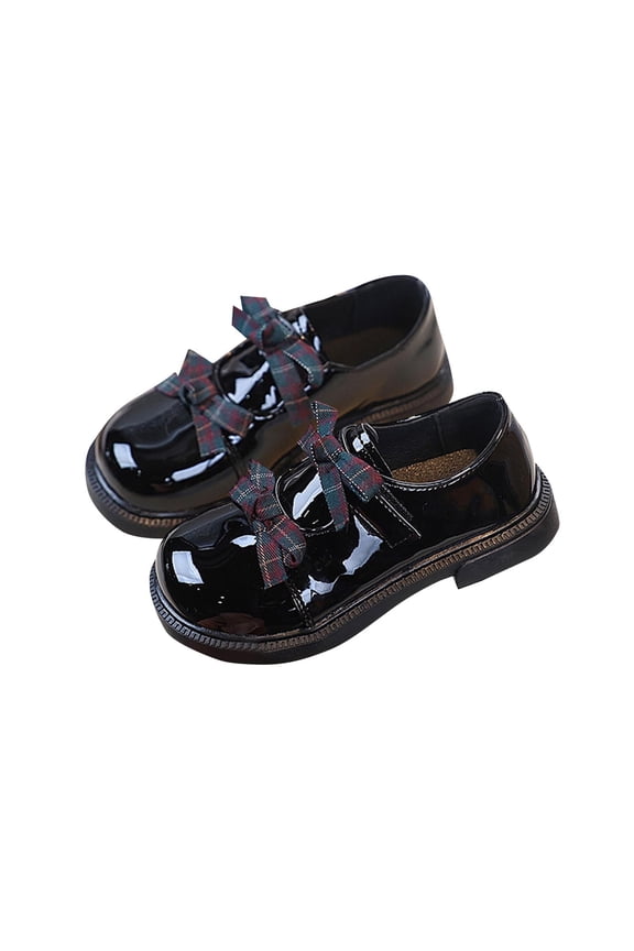 ROHUUQUE Toddler Girls Loafers Oxford With Double Bow British Style Dress Shoes Classic Princess Patent Leather Shoes Black