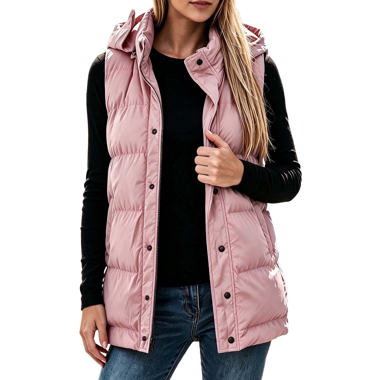 ROHUUQUE Women's Puffer Vest Sleeveless Hooded Zip up Pockets Outerwear ...