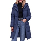 ROHUUQUE Women's Quilted Coat Long Sleeve Hooded Zip Up Mid-Length with ...