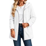 ROHUUQUE Women's Sherpa Fleece Coat Long Sleeve Longline with Pockets ...