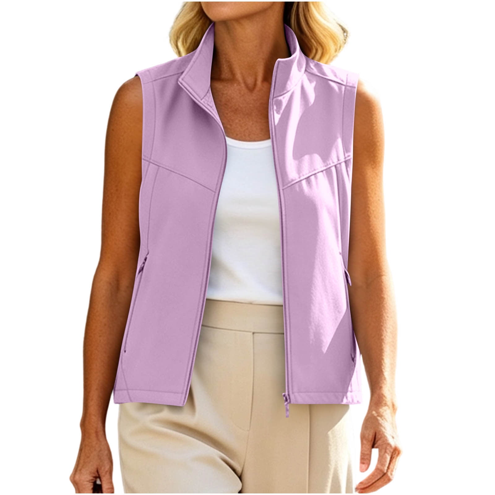 ROHUUQUE Women's Wind Resistant Vest Zip up with Pockets Water ...