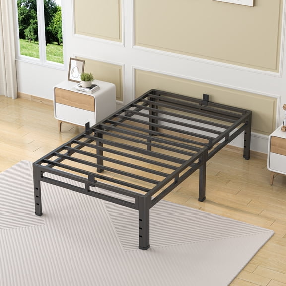 ROIL Twin Size Bed Frame 18 Inch, 2 in 1 Metal Bed Frame & Box Spring with Headboard Hole, 4000 LBS Capacity, Noise-Free and Easy Assembly