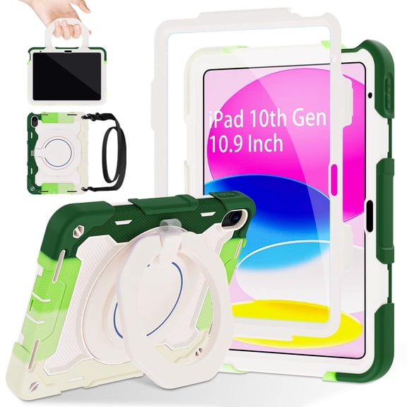 ROISKIN Case for iPad (A16) 11th Generation 11 Inch 2025, iPad 10th Generation Case 10.9" with Screen Protector,360 Kickstand,Handle,Shoulder Strap,Heavy Duty Military Grade Drop Protection