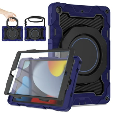 ROISKIN for iPad 10.2 Case 9th 8th 7th Generation with Screen Protector [15ft Drop Protection], 360 Rotating Kickstand Shoulder Strap Hand Grip Pencil Holder Kids Case for iPad 10.2 inch Case