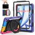 thumbnail image 1 of ROISKIN for iPad Air 11 inch Case (M3 2025/M2 2024)/ Air 6th Generation for Kids with HD Screen Protector, 360 Rotating Kickstand, Shoulder Strap, Pen Holder, Heavy Duty Military Case for iPad Air 11, 1 of 6
