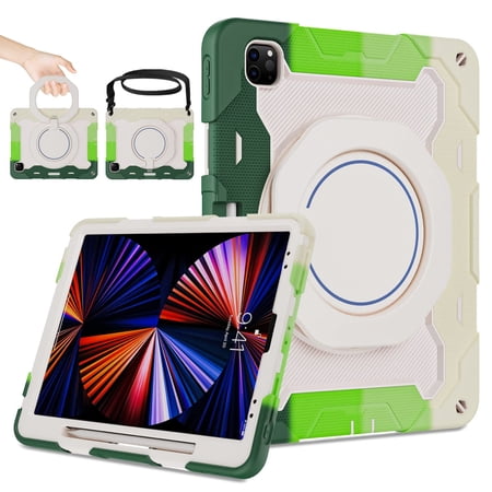ROISKIN for iPad Pro 12.9 inch Case (6th/5th/4th/3rd generation)with Screen Protector for Kids, 360 Kickstand,Handle, Pencil Holder,Shoulder Strap Heavy Duty Rugged 12.9 iPad Case