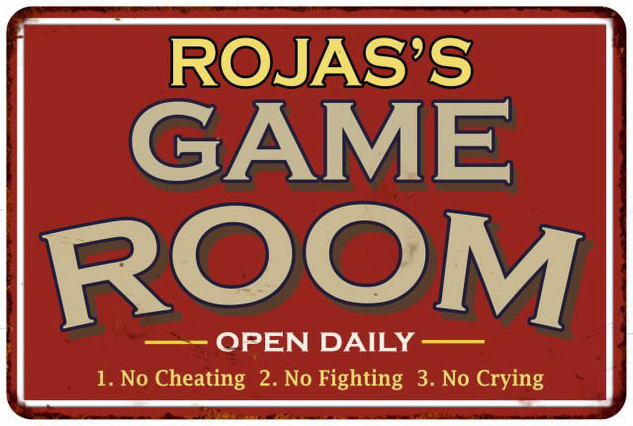 Vintage Red Aluminum Game Room Wall Sign 8x12