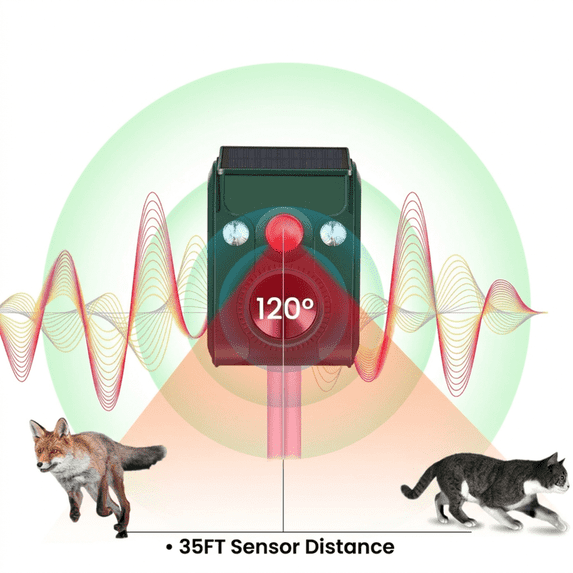 AMIAEDU 2026 Upgraded Solar Animal Repellent,Mole Repellent Ultrasonic Stakes ,Pest Repeller with Motion Detection for Dog, Raccoon, Skunk, Rabbit, Rodent