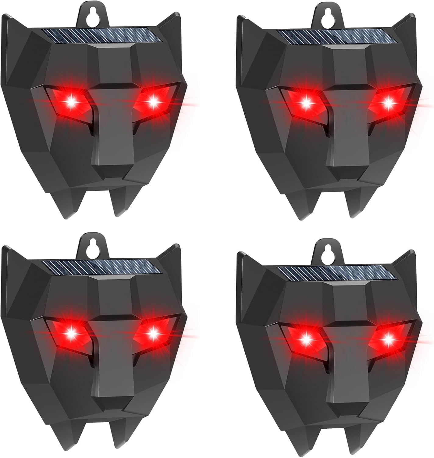 ROJAX 4 Pack Solar-Powered Outdoor Animal Repeller, Leopard-Shaped, Wildlife Deterrent for Deer, Skunks, Coyotes, Raccoons & Fox, Waterproof Night Flashing Lights for Garden, Farm & Chicken Coop