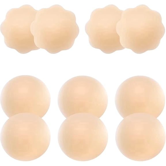 ROJAX 5 Pairs Nipple Covers, Invisible Silicone Pasties, Reusable Washable Nude, Adhesive Bra, Nipple Covers with Lift, Pezoneras para Mujer