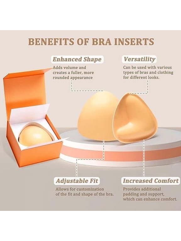 Double-Sided Sticky Bra Inserts, Invisible Push Up Bra Pads for Instant Lift & Breast Enhancement (A Cup)