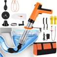 thumbnail image 1 of ROJAX Electric Toilet Plunger with High Pressure Air Blaster, Splash-Free Drain Clog Remover Kit for Toilet, Sink, Shower (Orange), 1 of 8