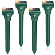 ROJAX Mole Repellent Solar Powered 4 Pack, IPX7 Waterproof Ultrasonic Gopher Repellent, Animal Repellent Ultrasonic Outdoor, Sonic Mole Spike for Yard & Garden, Humane Pest Deterrent