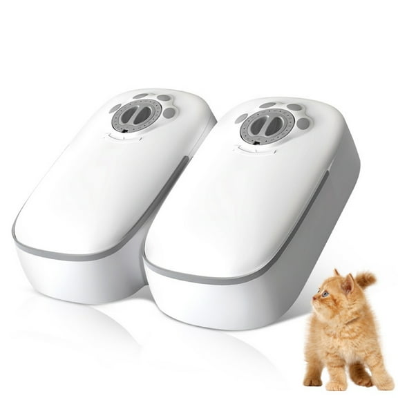 ROJECO 2 Meals Automatic Pet Feeder Smart Cat Food Dispenser For Wet & Dry Food Kibble Dispenser Accessories Auto Feeder For Cat