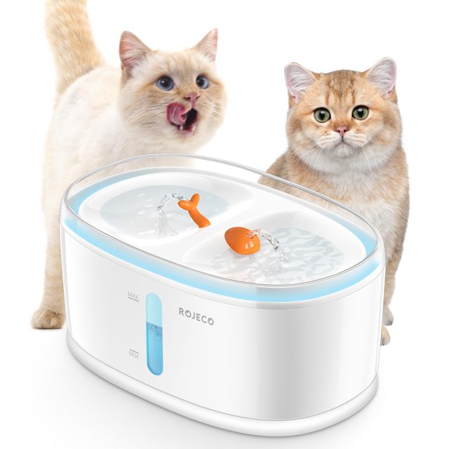 ROJECO Cat Water Fountain,84fl oz/2.5L Pet Water Fountain with 2