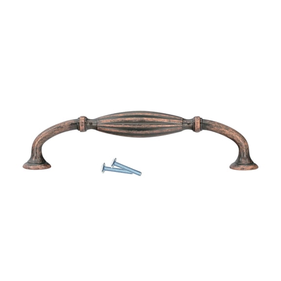 ROK Hardware 2 Pack Carved Melon Style 5-1/32" (128mm) Inch Centre to Centre, 5-23/32" Long Cabinet Hardware Pull / Handle, Antique Copper