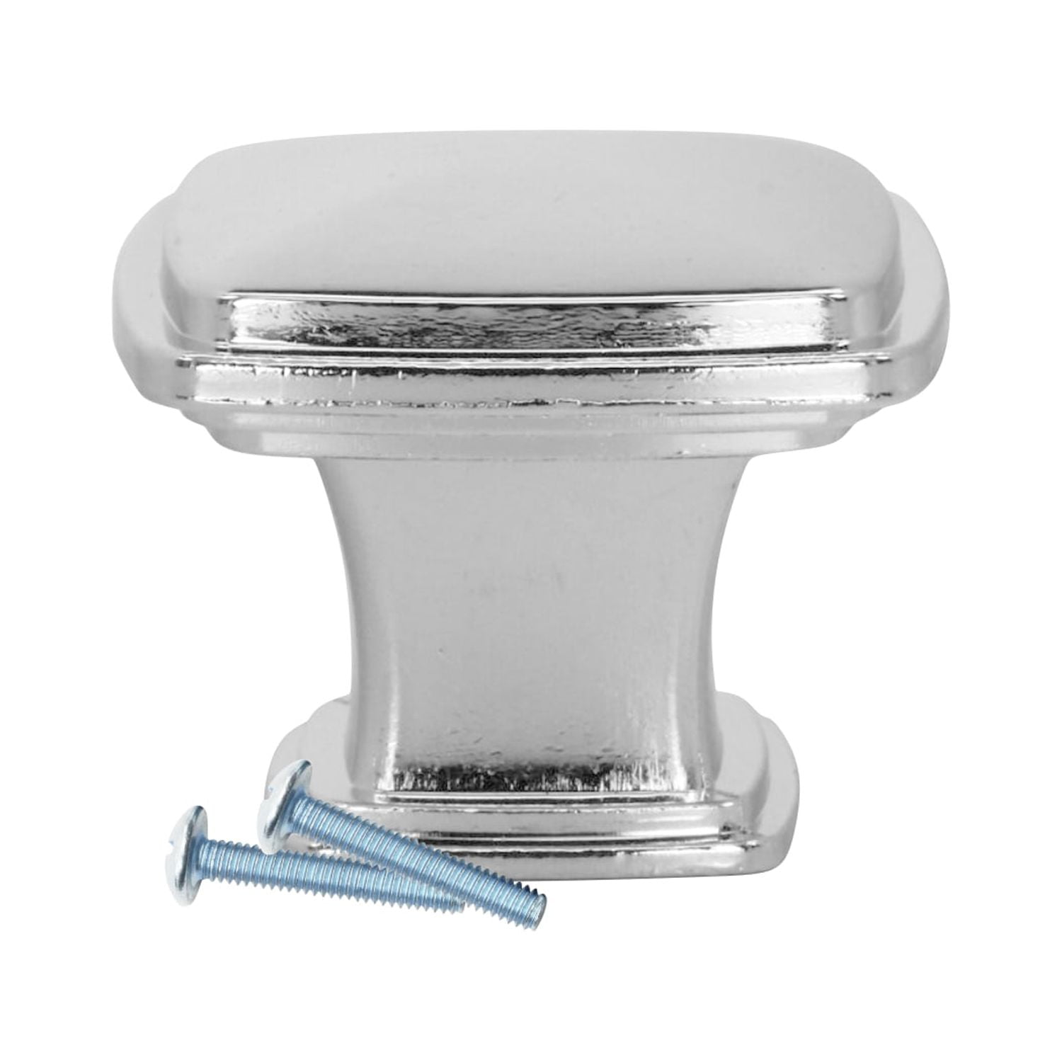 ROK Hardware 25 Pack Temple Square Style Polished Nickel Cabinet Hardware Knob, 1-7/32" (31mm) Inch Overall Length