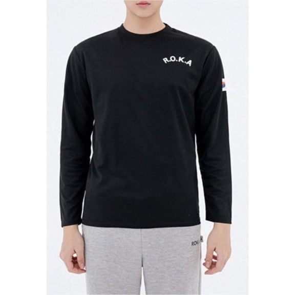 ROKA Korean Military Soldier Long Sleeve T-Shirt Korea Republic, Usable for Both Men and Women, Black Color (M/95)