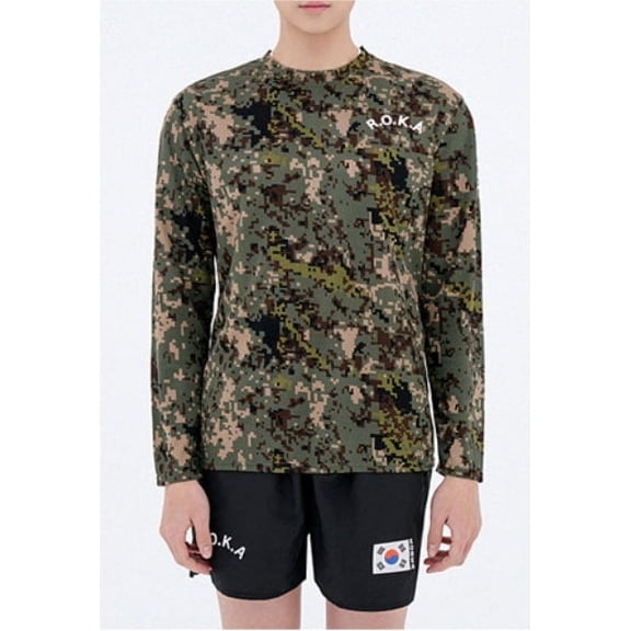 ROKA Korean Military Soldier Long Sleeve T-Shirt Korea Republic, Usable for Both Men and Women, Digital Color (XL/105)