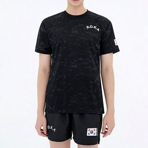 ROKA Korean Military Soldier Short Sleeve T-Shirt Korea Republic, Usable for Both Men and Women, Black Digit Color (XS/85)