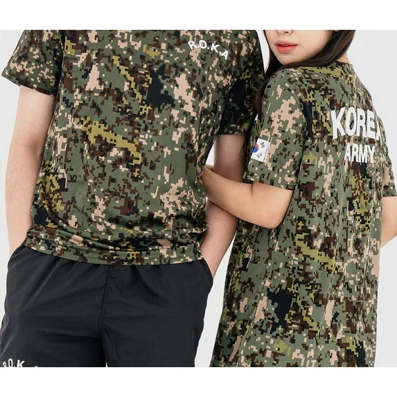 ROKA Korean Military Soldier Short Sleeve T-Shirt Korea Republic, Usable for Both Men and Women, Digit Color (XL/105)