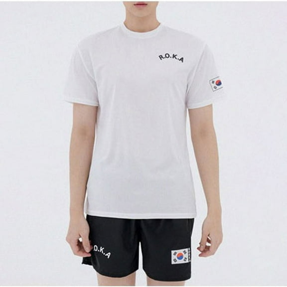 ROKA Korean Military Soldier Short Sleeve T-Shirt Korea Republic, Usable for Both Men and Women, White Color (S/90)