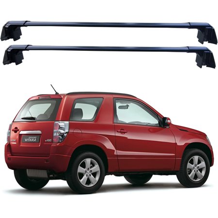 ROKIOTOEX Cougar Roof Rack Crossbars Fit for 2006-2017 Suzuki Grand Vitara Flush Side Rails Without Groove Outside, Lockable Cross Bars for Rooftop Cargo Box Luggage –Black SO14T