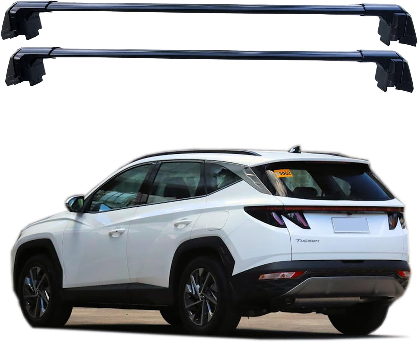 AKSEKA Roof Rack Cross Bars For Hyundai Santa Fe 2019-2022 - Black Adjustable Lockable Side Rails