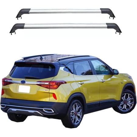 ROKIOTOEX Roof Rack Crossbars Fit for KI-A 2021 - 2025 Seltos Flush Side Rails Rooftop Cargo Luggage Carrier Silver