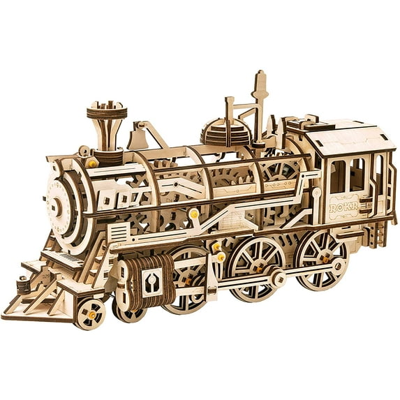 ROKR 350 Pieces Train Locomotive 3D Wooden Puzzle Craft Toy, Gift for Adults Men Women Age 14+