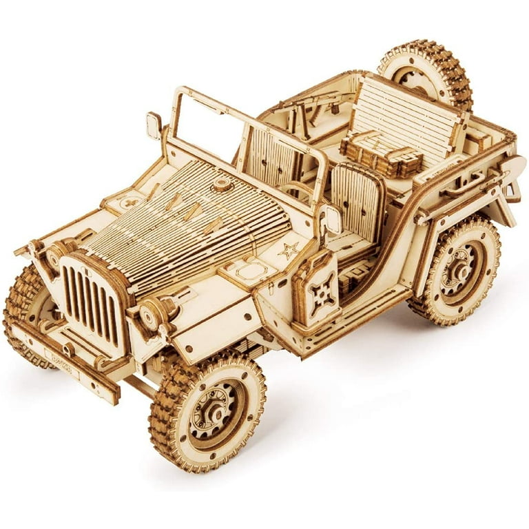 ROKR 3D Wooden Puzzle Army Field Car for Adults-Mechanical Car Model Kits, Vehicle Building Kits-Unique Gift for Kids on Birthday/Christmas Day(1:18  Scale) 