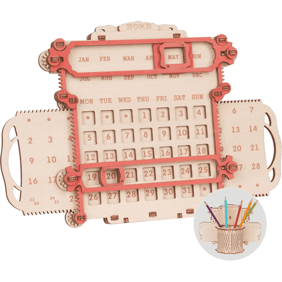 ROKR 3D Wooden Puzzle,Making Kit with Pen Holder and Calendar Desk for Adults Model DIY Gifts