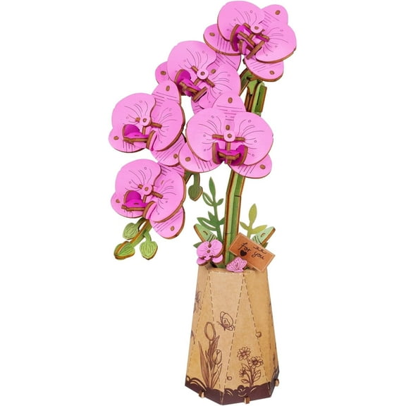 ROKR 3D Wooden Puzzle Purple Moth Orchid DIY Model Building Kits Artifical Flower Toys for Girls Adults for Thanksgiving & Mother's Day & Valentine's Day & Birthday Gifts