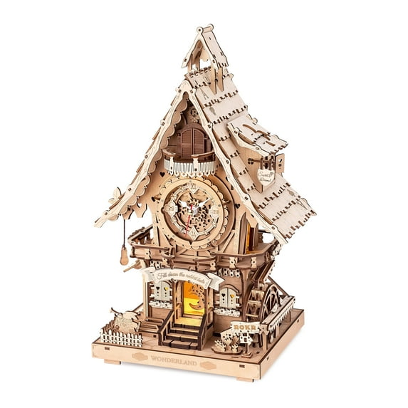 ROKR Cuckoo Clock Mechanical 3D Wooden Puzzle for Adult Kids Xmas Gift Toys, Wood
