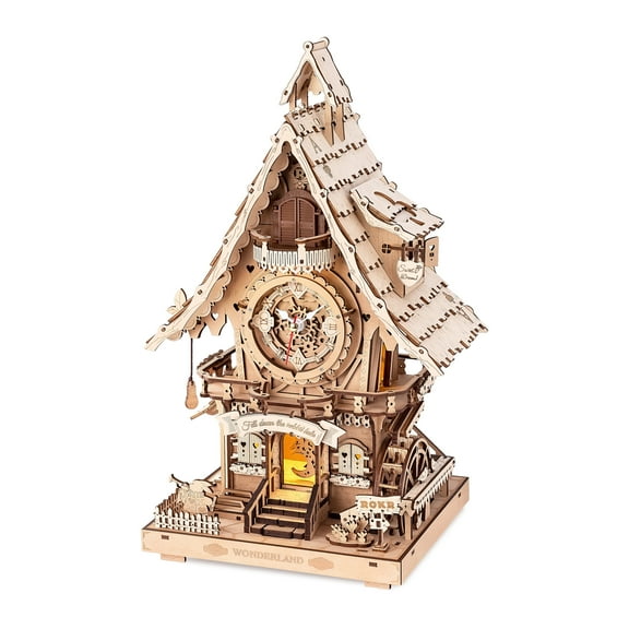 ROKR Cuckoo Clock Mechanical 3D Wooden Puzzle for Adult Kids Xmas Gift Toys, Wood