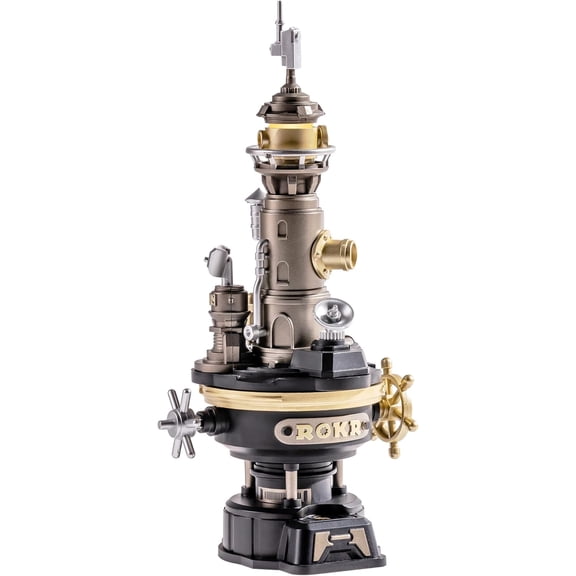 ROKR Navi Lighthouse Mechanical 3D Puzzle for Adults, Metal Building Kit with Rotating Beam & LED Light, DIY Desk Decor, Connectable Mechmix Series Birthday Gifts for Men