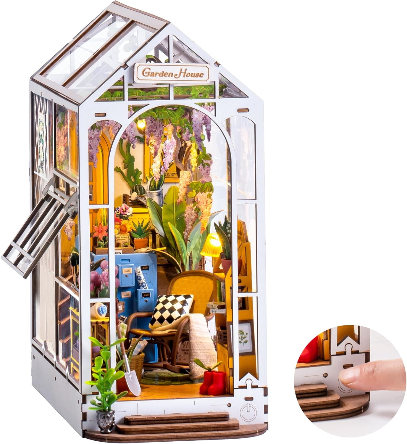 ROKR Rolife 3d Jigsaw Puzzle DIY Book Nook Kit,Miniature Dollhouse Bookend Stand DIY Bookshelf Insert Decor Gift for Teen Adults,Garden House