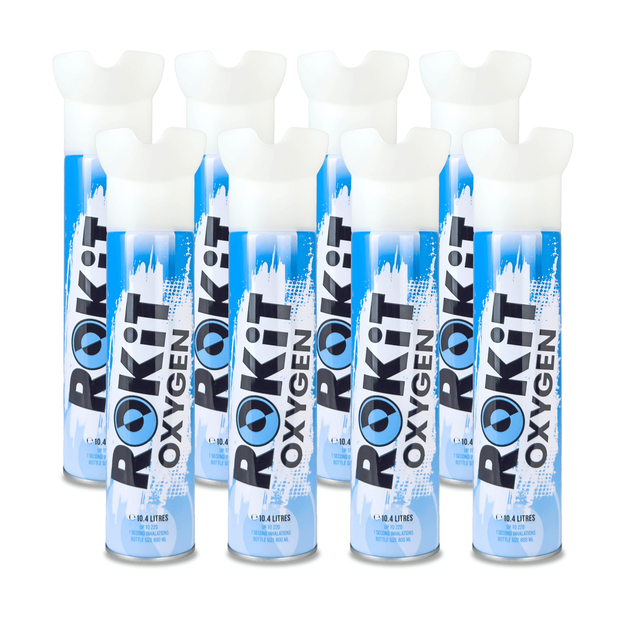ROKiT Oxygen Portable Recreational Oxygen 10L Canisters – 8 Pack – 99.9% Pure Oxygen