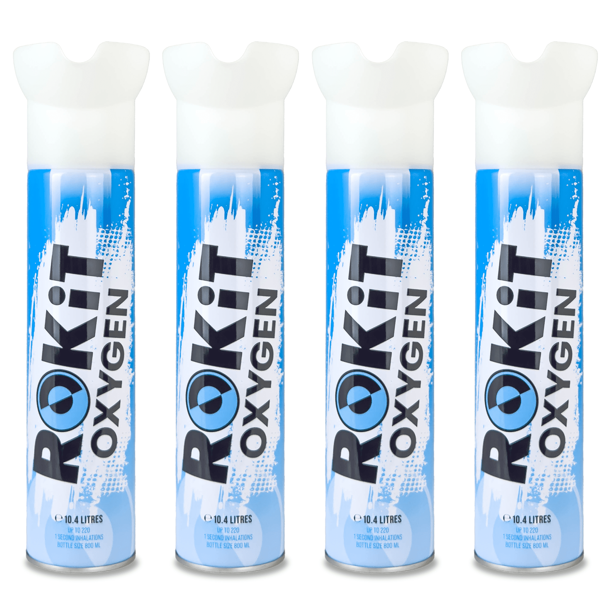 ROKiT Oxygen Portable Oxygen Canisters 4-Pack – 10.4L Each – For Fitness, Travel & Recovery