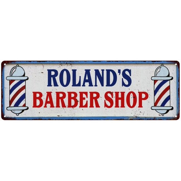 ROLAND'S Barber Shop Hair Salon Metal Sign Retro 6x18 106180031411