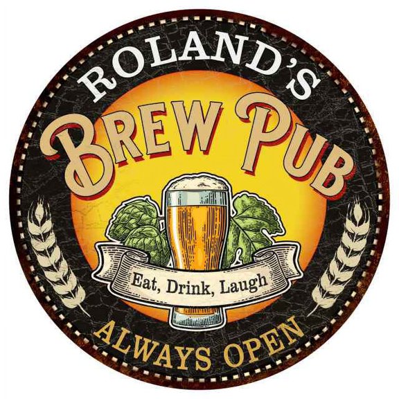 ROLAND'S Beer Pub Man Cave Metal Sign Home Decor 14 inch Round 100140025342