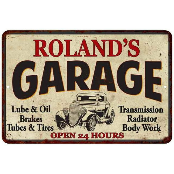 ROLAND'S Garage Man Cave Metal Sign Decor 8x12 208120014226