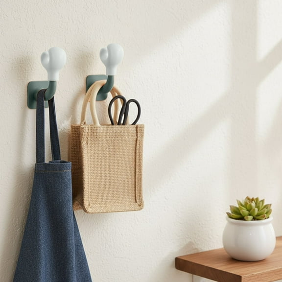 ROLKFUK Organizing Racks 2-Pack Cute Boxing Gloves Wall Hooks, Removable Adhesive No Drill Safe Plastic for Keys Towels Hats Scarves - Bathroom Bedroom Decorative