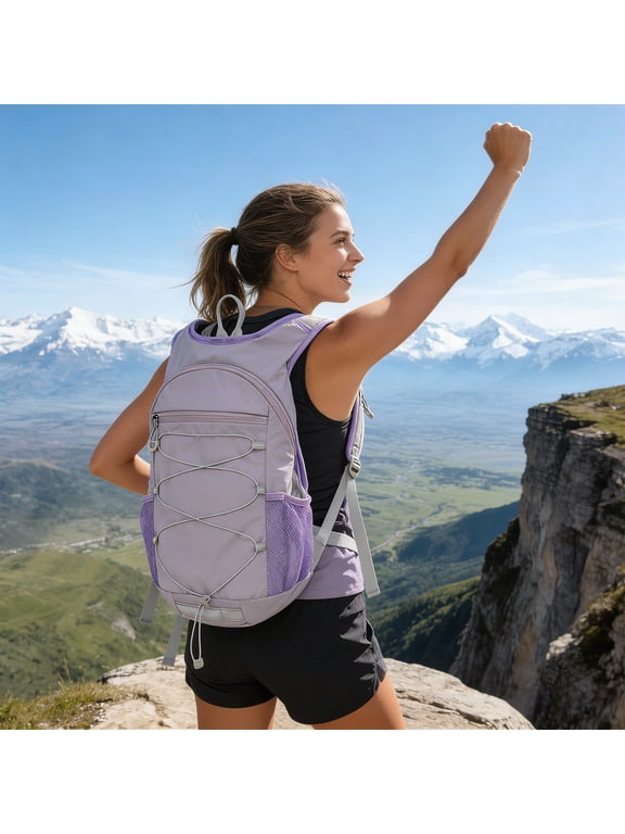 20L Lightweight Water Resistant Hiking Backpack, Unisex Breathable Cycling Travel Daypack with Reflective Safety, Purple