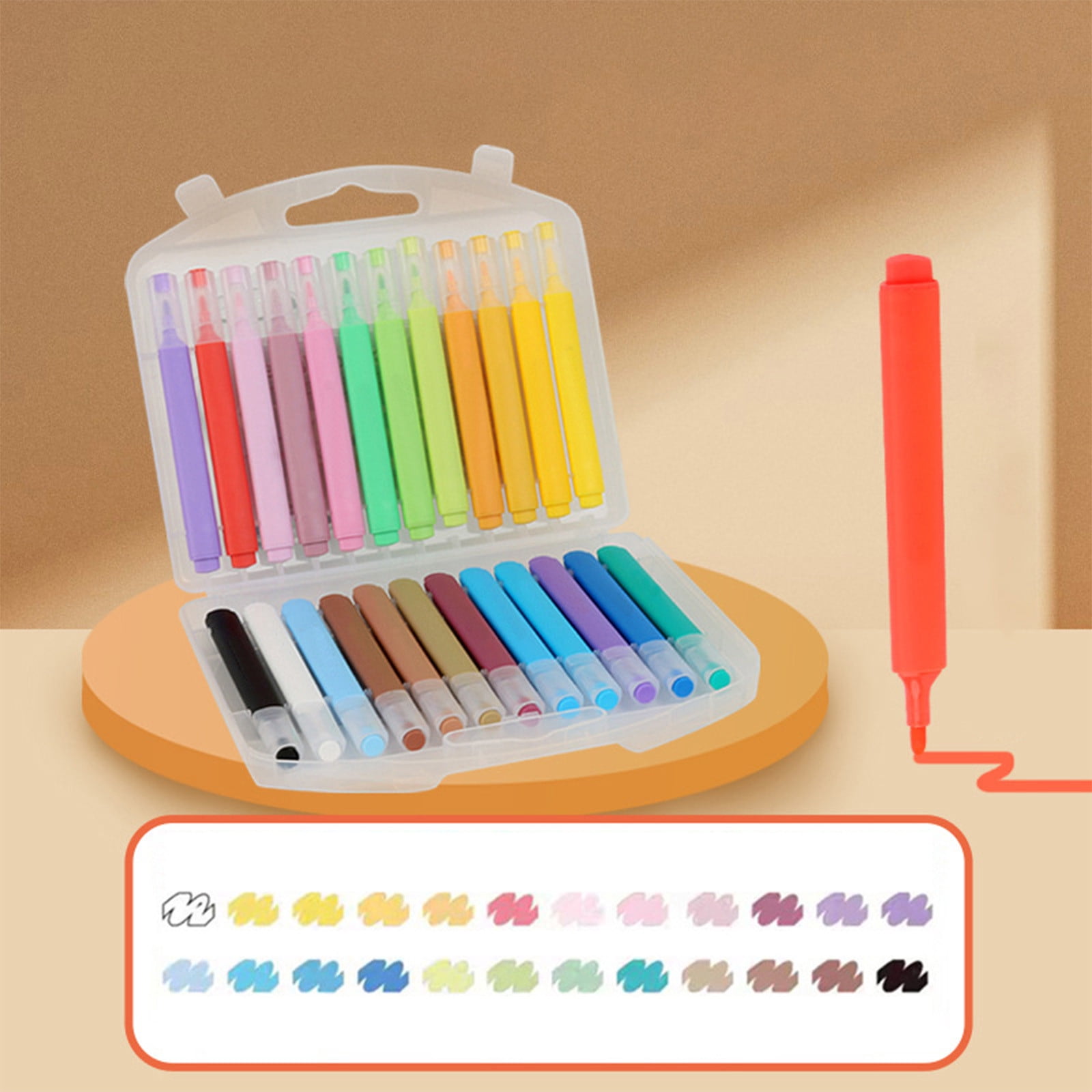 ROLKFUK 24 Pack Soft Tip Watercolor Markers, 24 Colors Acrylic Paint Markers 10ml, Art Markers for Canvas Paper Fabric, Blendable Water-Based Markers for Beginners Artists