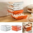 thumbnail image 1 of ROLKFUK 32-Compartment Egg Storage Container, Food-Grade PET Fridge Organizer, Double-Layer Kitchen Drawer for Eggs (Orange), 1 of 6