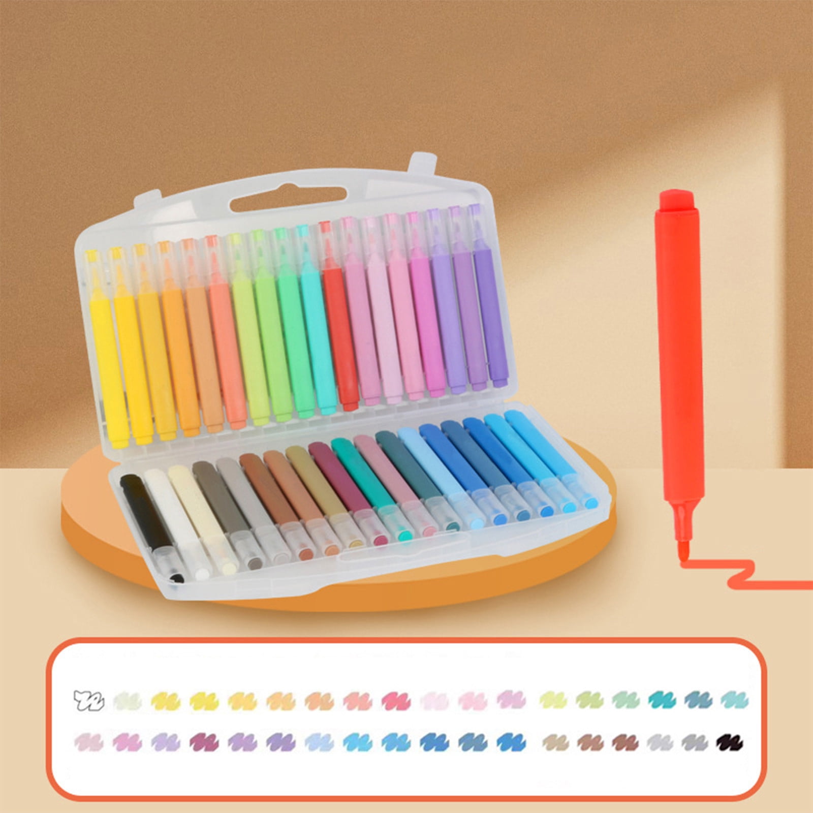 ROLKFUK 36 Pack Watercolor Brush Markers, 36 Colors Soft Tip Art Pens Set 10ml, Water-Based Paint Markers for Canvas Paper Fabric, Blendable No Bleeding, for Artists Beginners ki-ds
